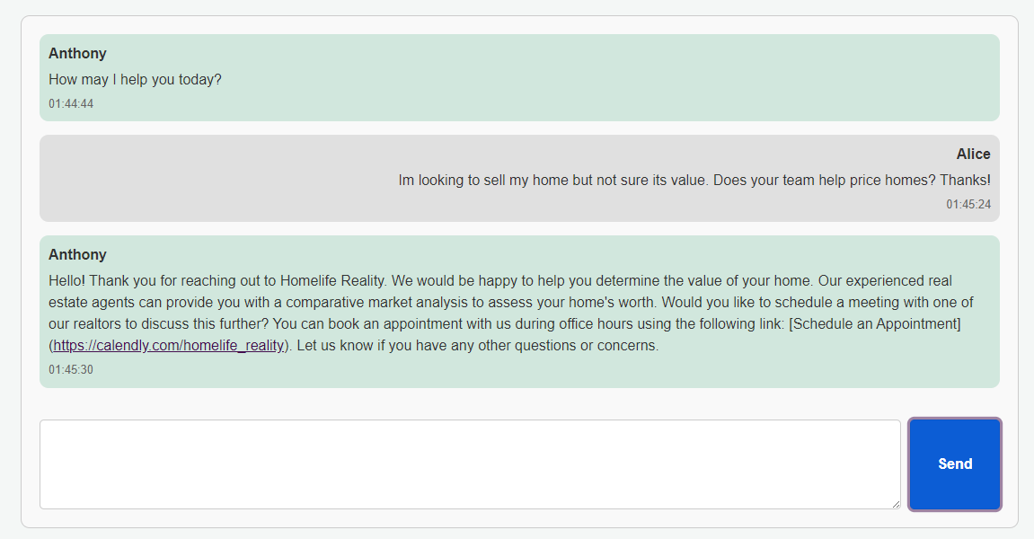 Chatting with AI Representative